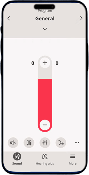 Bernafon app, step 2: Open More Options