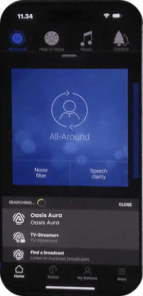 Cochlear app, step 3: Select the broadcast