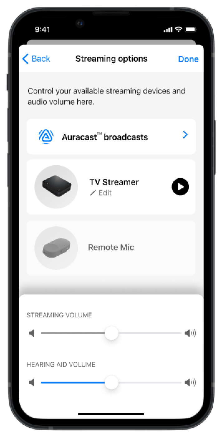 NuEar app, step 3: Open Auracast broadcasts