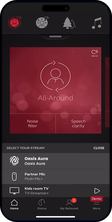 ReSound app, step 3: Select the broadcast