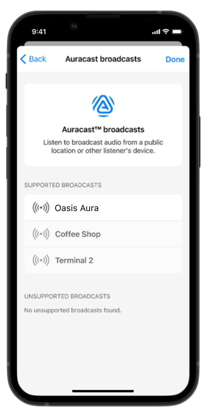Starkey app, step 4: Select the broadcast