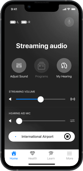 Starkey app, step 5: Adjust streaming volume