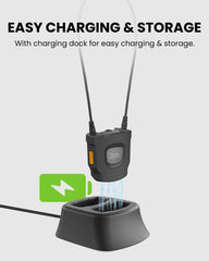 AuraCoil charging dock and up to 20 hours of listening time.