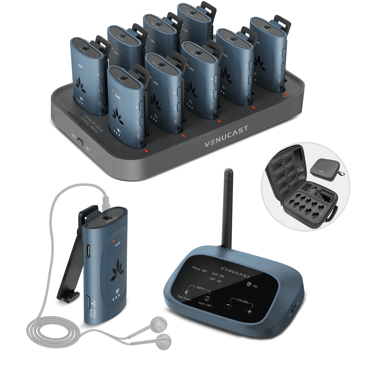 <tc>AuraPlex</tc> MX | Auracast Hörhilfesystem 1 TX &  10 RX