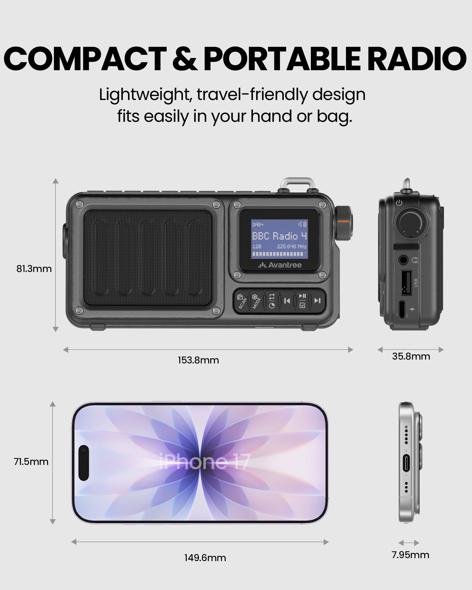 A/F Personal Portable ini Radio with Digital Tuning LCD Display and A/F Personal Portable ini Radio with Digital Tuning LCD Display and