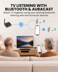 Aura C BYOD Auracast Receiver for Phones, ideal for churches, conferences, classrooms, and venues. Join Auracast audio using Bluetooth hearing aids and Auracast devices.