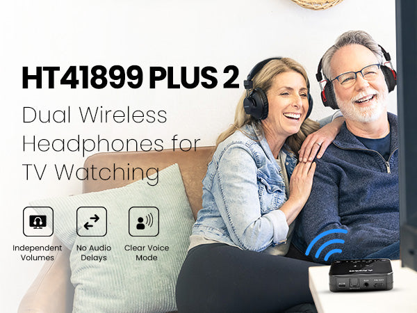 Dual TV Headphones & Wireless Charging Docks | Avantree HT41899 Plus 2