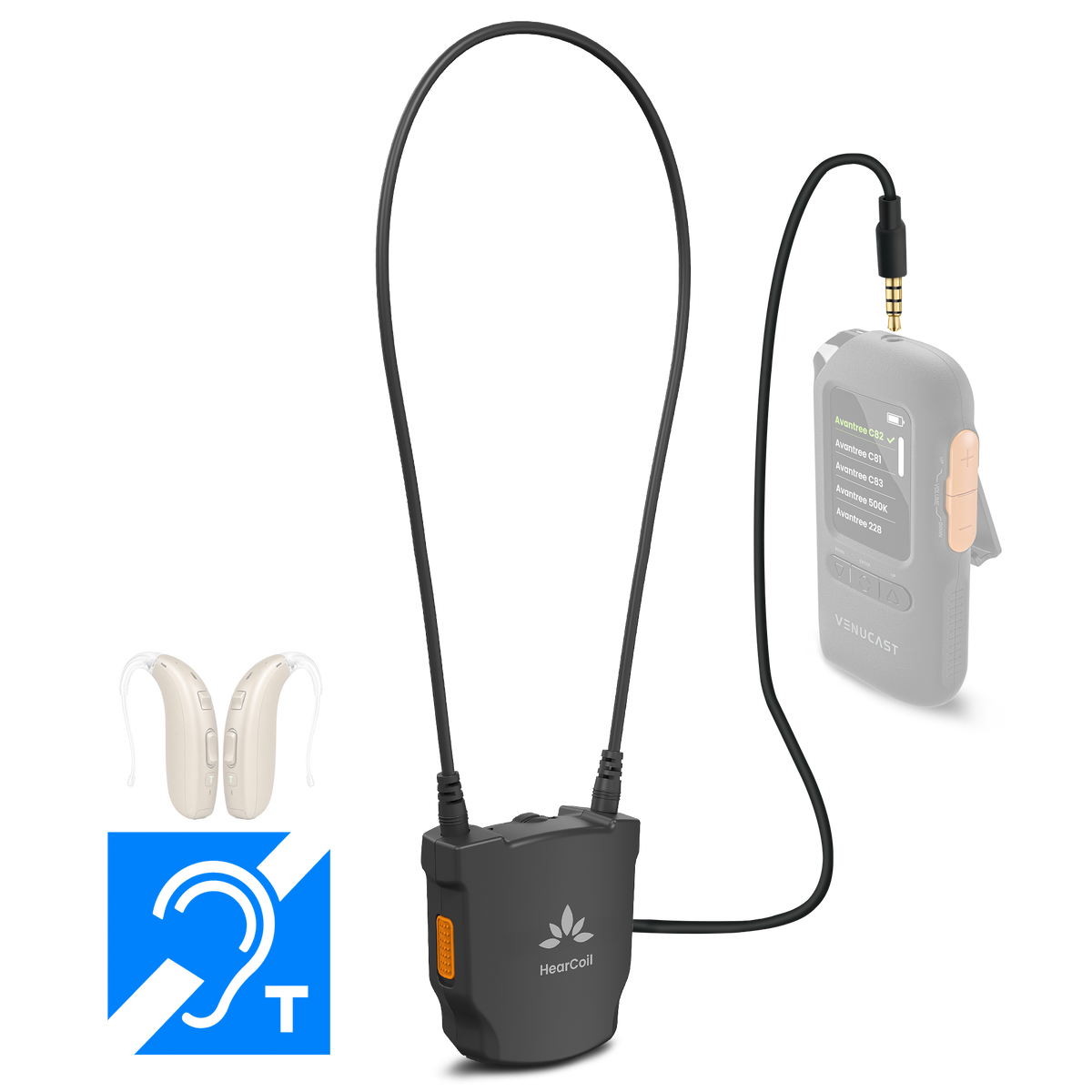 HearCoil Passive Neckloop for Telecoil Hearing Aids & Audio Receivers