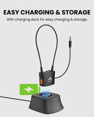 HearCoil Passive Neckloop for Telecoil Hearing Aids & Audio Receivers with charging dock for easy charging and storage.
