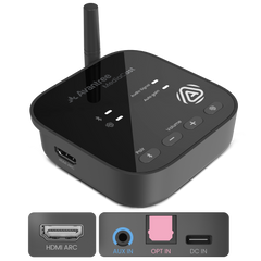 MediaCast Auracast Transmitter for TV, Bluetooth Adapter for Auracast Hearing Aids & Headphones, HDMI ARC & Optical In, Volume Boost
