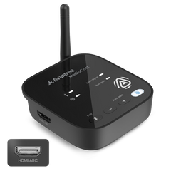 Avantree MediaCast Auracast TV transmitter front and side view