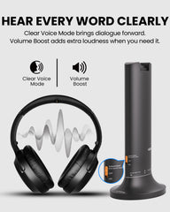 Opera Aura Clear Voice EQ modes make TV dialogue easier to hear while reducing background noise.