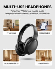 Opera Aura multi-use wireless headphones for TV listening, mobile audio, and public Auracast broadcasts.