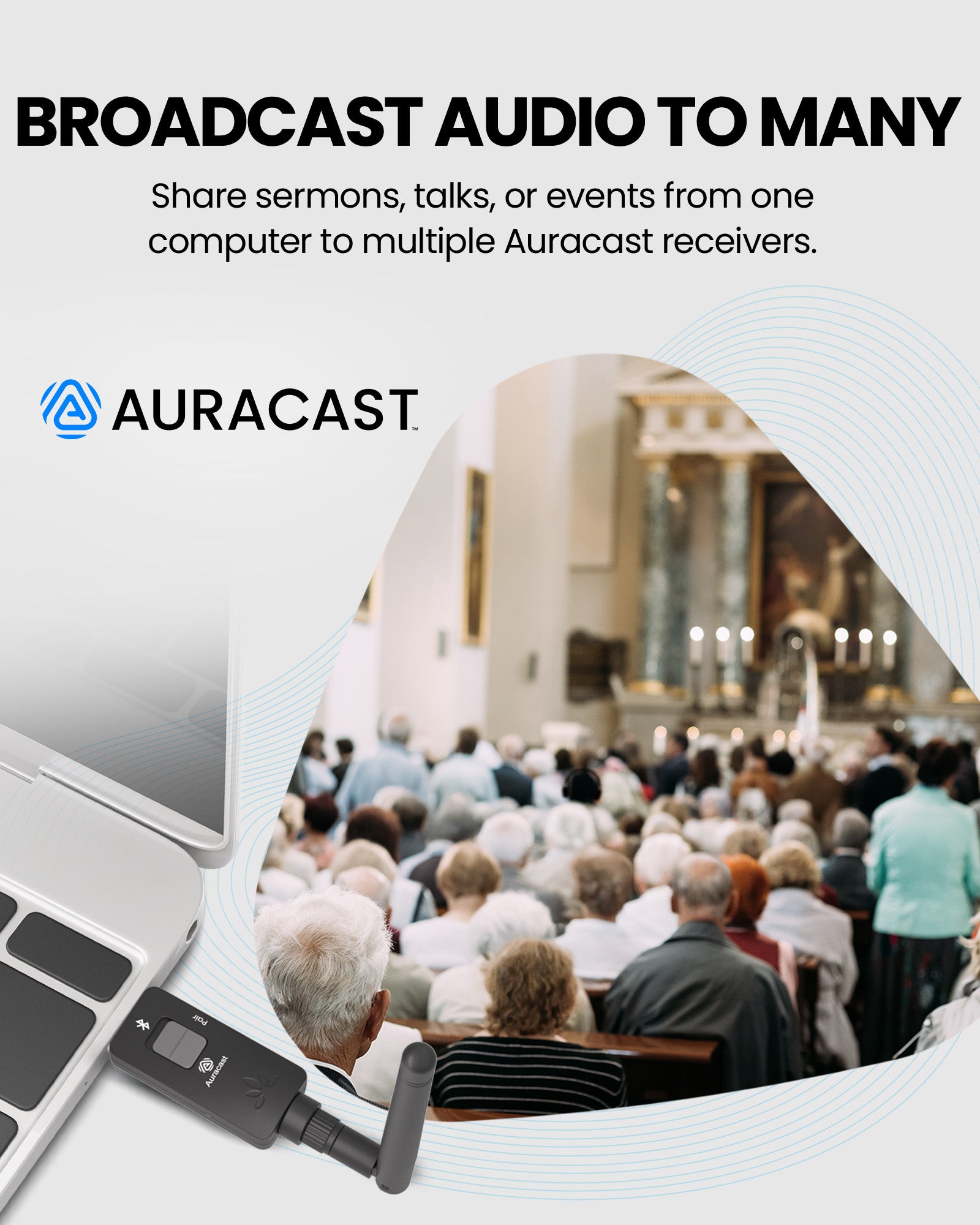 DG60 Aura USB Auracast Transmitter Adapter for PC to Public Audio Sharing