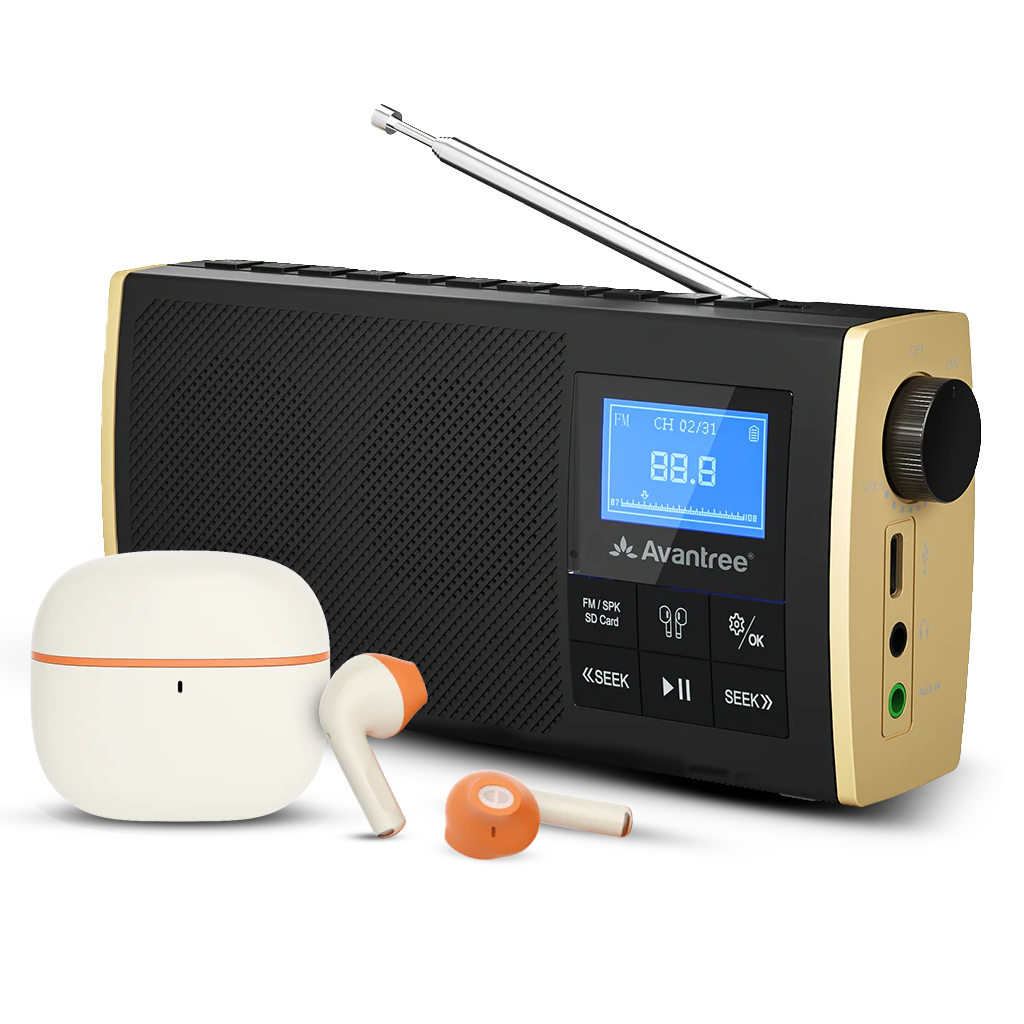 Bluetooth FM Radio Set with Earbuds | Avantree Soundbyte K1