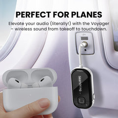 Voyager adapter for wireless listening on compatible airplane entertainment systems