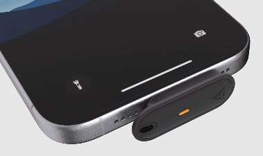 Aura C fully inserted into a phone's USB-C port