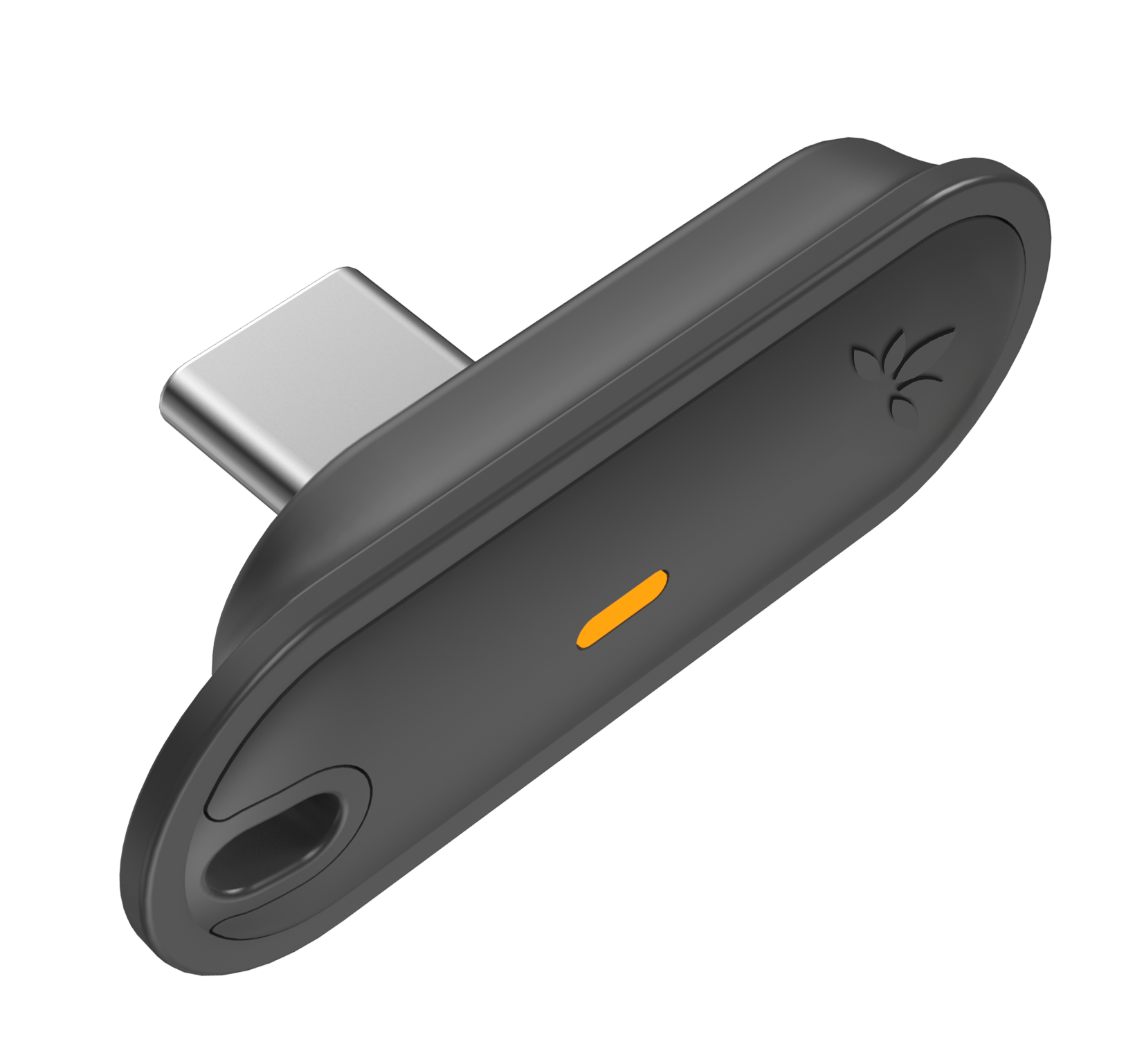 Black Avantree Aura C USB-C receiver with amber status light