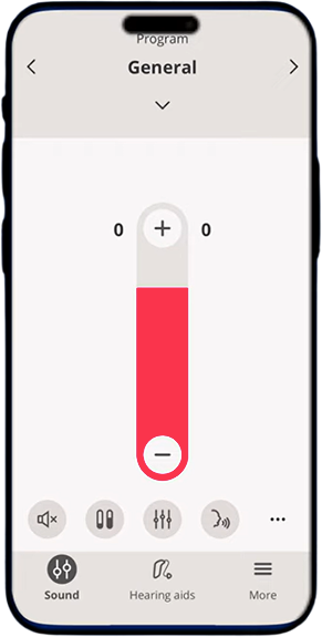 Bernafon app, step 2: Open More Options
