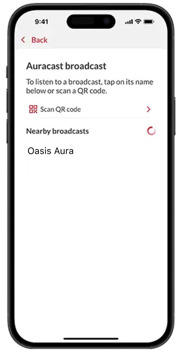 Bernafon app, step 4: Select the broadcast