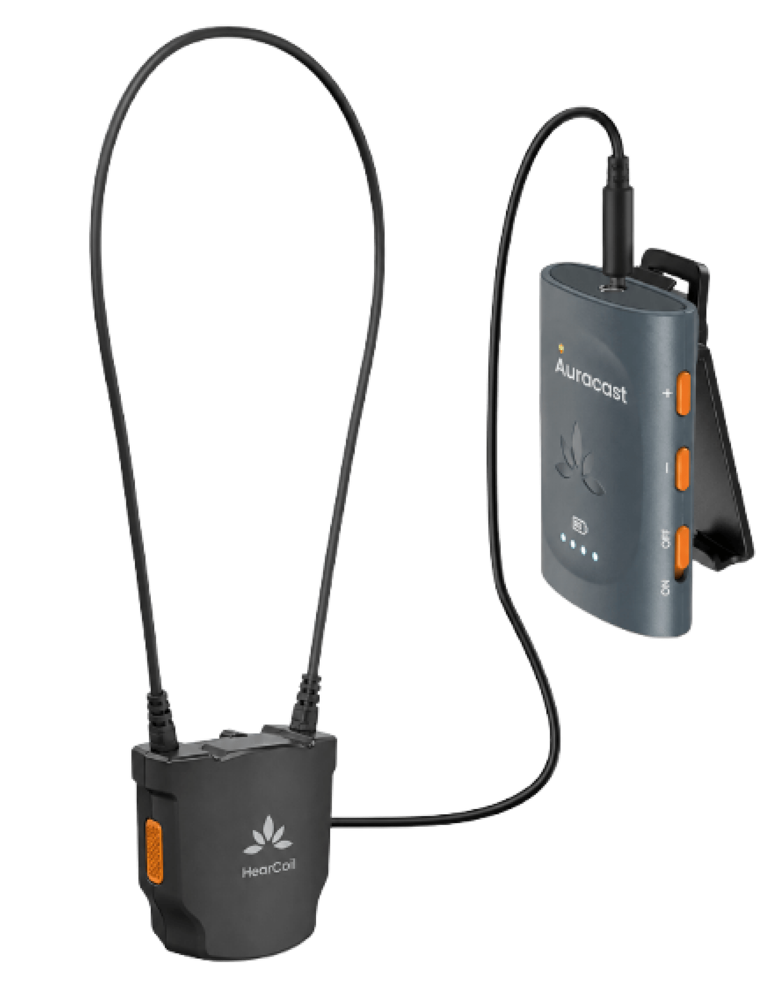 Avantree HearCoil T-coil loop connected to an AuraClip Auracast receiver, sold separately