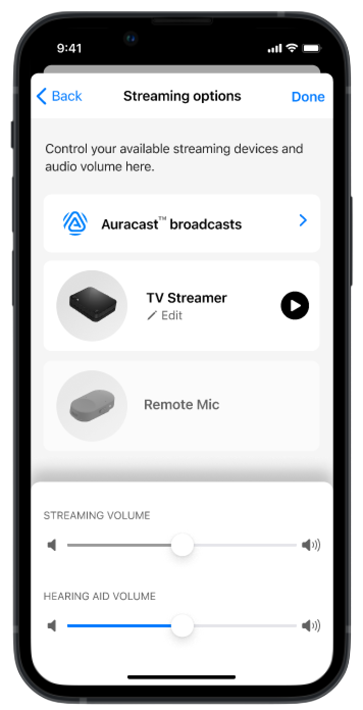NuEar app, step 3: Open Auracast broadcasts