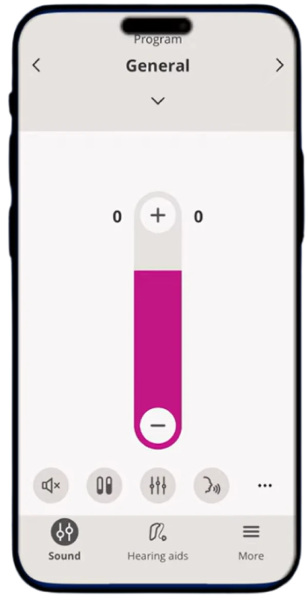 Oticon app main screen