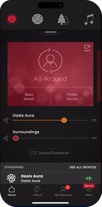 ReSound app, step 4: Adjust streaming volume