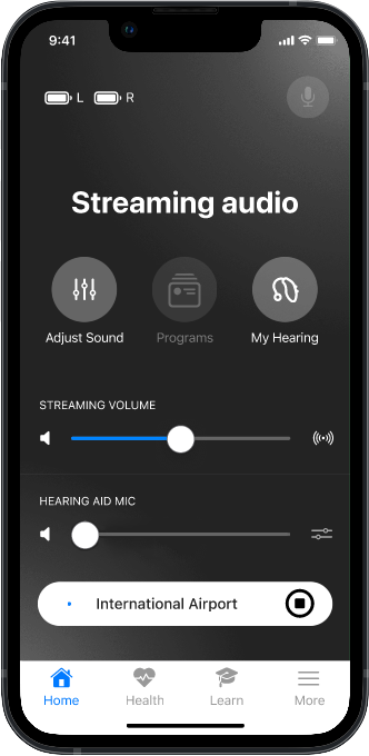 Starkey app, step 5: Adjust streaming volume