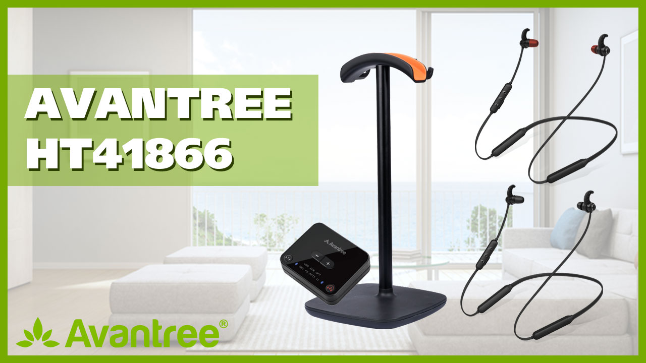 Avantree HT41866 Dual headphone and adapter charging dock set with sound bar support and equalizer adjustment option