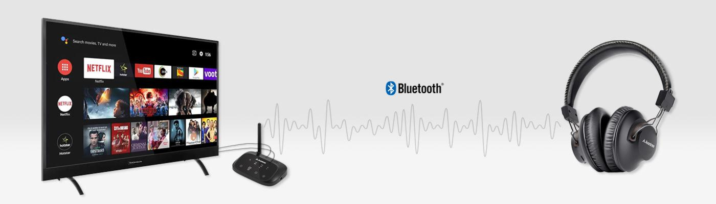 TV audio transmitter sound waves to wireless headphones