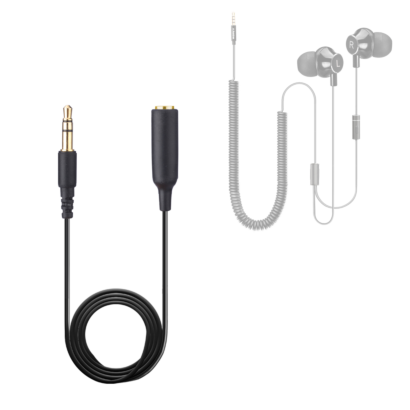  Avantree HF027 - Auriculares de cable largo para TV y PC, cable  de extensión de 18 pies con micrófono y cable de bobina de resorte  extralargo, auriculares estéreo de metal con