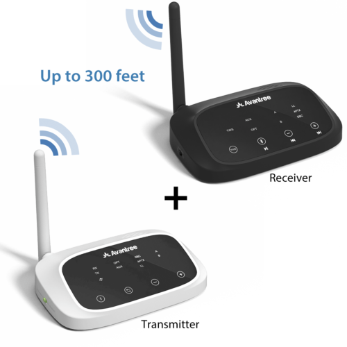 Long Range Bluetooth Transmitter & Receiver Set for Home Speaker System Avantree TR500