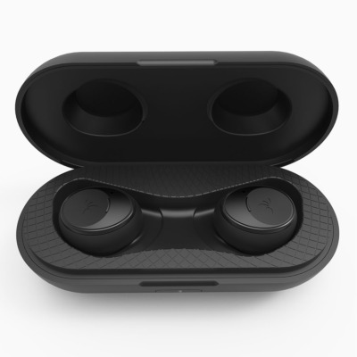 Avantree 4130 earbuds placed within the portable charging cae