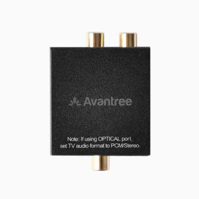 avantree hf2039 wired headphones for tv with digital to analog converter front side view