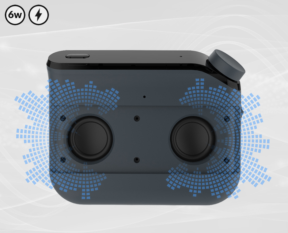 3D rendering of the bottom of the Avantree Roadtrip displaying the dual speakers