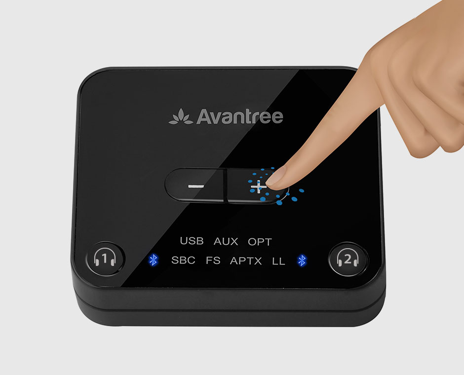 Bluetooth 5.0 Audio Transmitter for TV | Avantree Audikast Plus - Direct Volume Control