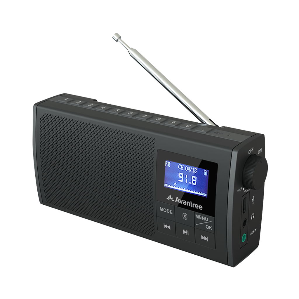 Avantree Soundbyte 860S Portable FM Radio with Bluetooth & SD Card MP3 Player 3-in-1, 6W Wireless Speaker, 8H Rechargeable & Rep